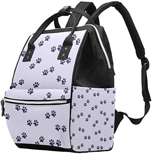 Виолетова кучиња мачка шепа Печата за печата за пелена ранец бебе бебето, менување торби со повеќе функции, торба за патување со голем капацитет