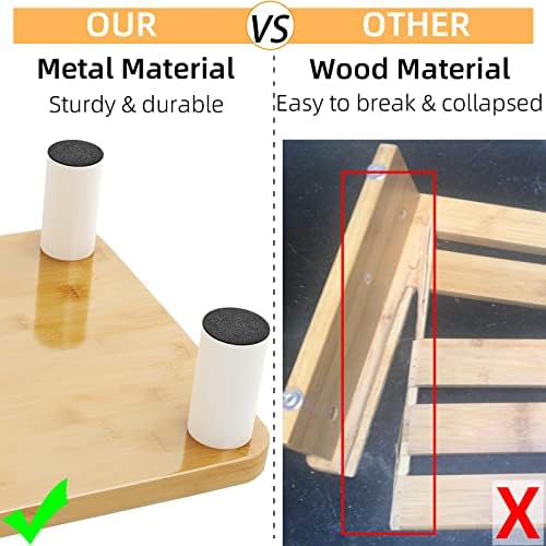 Метал со Бамбус Чекор Столче За Возрасни, Нова Алатка За Надградба, Пренослива Платформа За Високи Чекори Со Стапала Против Лизгање, Капацитет Од 450 Фунти, Мали Стол