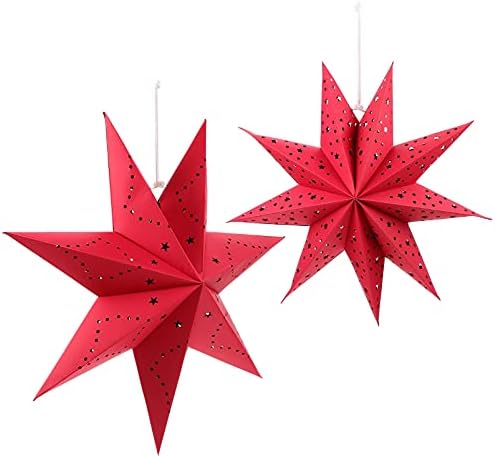 Галпада хартија Фенер 2 парчиња хартија starвездички фенер, Божиќ 3Д starвезда Пентаграм, абамбаграми, шупливи висечки starsвезди украси за Божиќни Божиќни украси Божиќн?