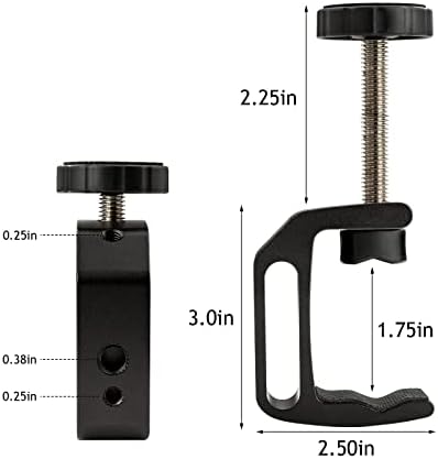 2 пакувања Универзален C-Clamp, 1/4 и 3/8 дупка за навој за држач за монтирање на работната површина, Брзо издание U држач за