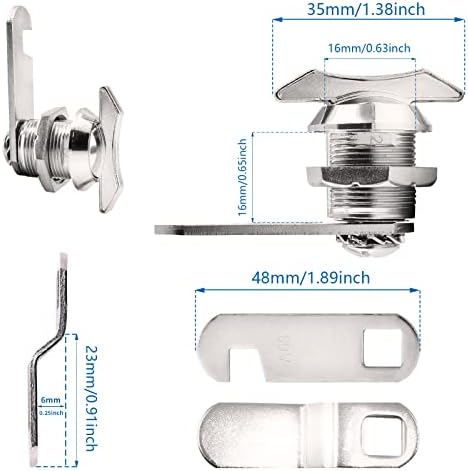 Moicstiy 2PCS 5/8 инчен палецот одобрено офсет Кам брави, хром што не се заклучува за заклучување на бравата за заклучување на заклучувањето