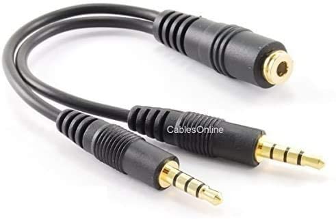 CableSonline 3,5 mm TRRS женски до двојни TRRS машки стерео 4-полски кабел за раздвојување, IP-Y03