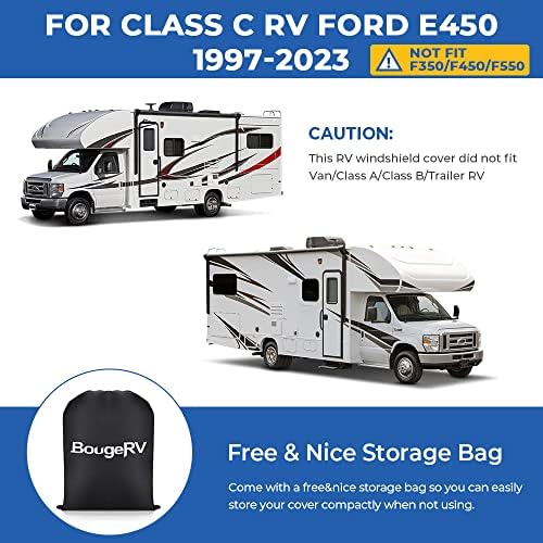 BougerV RV Whindsthield Windows Snow Cover For Class C Ford E450 1997-2023 моторна куќа на шофершајбната покритие снежна покривка за RV преден
