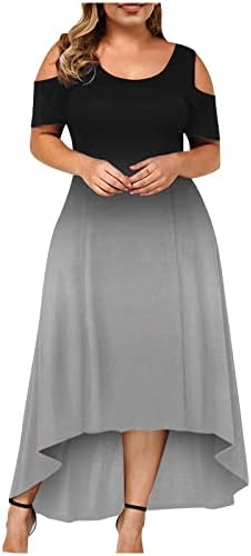 Фрагарн Цветни Макси Фустани За Жени, Плус Големина Жени Со Краток Ракав Со Кружен Врат Фустан Со Цветен Принт Фустан