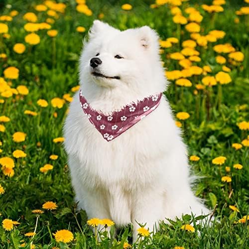 2 Пакување Куче Бандана Црвена Јапонска Цвет Од Слива Цветен Мотив Печатење Шамија За Миленичиња Прилагодливи Триаголни Лигавчиња Додатоци За Кучиња За Мали Средн