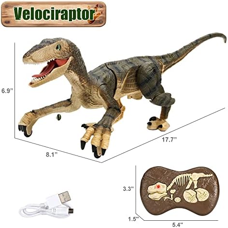 Мини Туду Далечински Управувач Диносаурус Играчки, Електронски Одење Играчки СО LED Светло & засилувач; Реални Звуци Симулација, 2.4 Ghz Velociraptor Робот Играчки, Најдобрит
