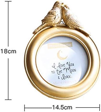 Козомиз злато украсена текстурирана рачно изработена рамка за смола со лежиште за таблети приказ Loveубовни птици Декоративна стаклена рамка со