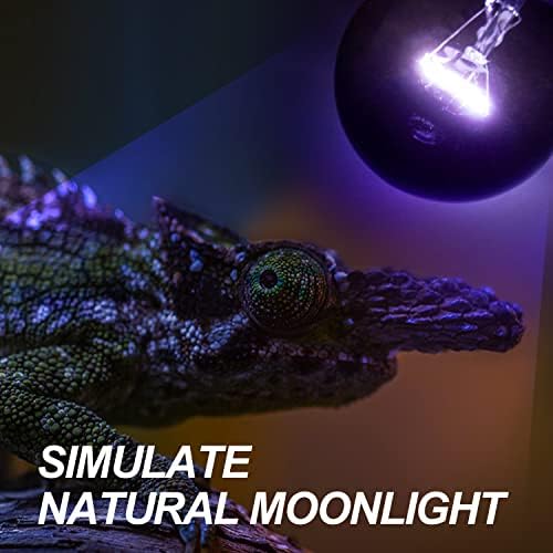 Wacool 2pack Reptile Tepal Lamp, 100W ноќни топлински светилки за влекачи и водоземци, симулирајте ја природата месечина виолетова ноќна светлина