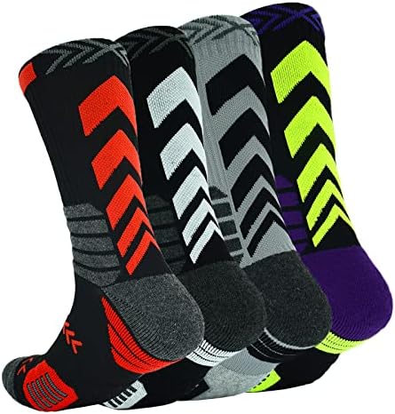 4пакувајте Елитни Кошаркарски Чорапи, Амортизирани Атлетски Спортски Чорапи На Екипажот за Мажи &Засилувач; Момчиња