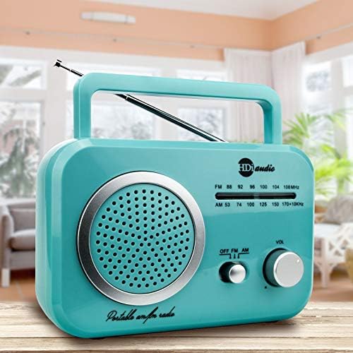 HDI Audio Radio Teal/Silver Premium Home Vintage Portable Retro Radio Classic AM/FM радио со вградени звучници + приклучок за слушалки