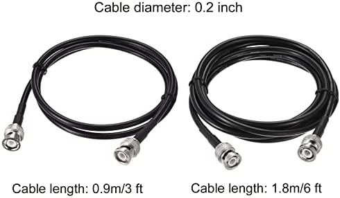 Меканиксиност RG58 RF коаксијален кабел 3ft, 6ft 50 ом за видео, емитување со BNC машки конектори 2 сет