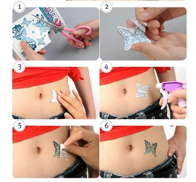 5 компјутери во боја на налепници за тетоважа со цвеќиња водоотпорен женски долготраен вертикален дел секси покритие лузна
