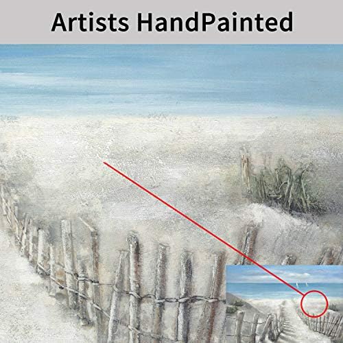 Апстрактни уметнички дела на плажа крајбрежна слика: Рустикална дрвена ограда патека до океанот сликарство на платно wallидна