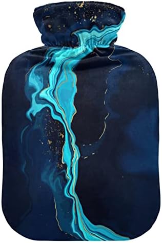 Шишиња со топла вода со покривка со сина мермер вреќа за топла вода за олеснување на болката, повреди на грчеви, торба за греење