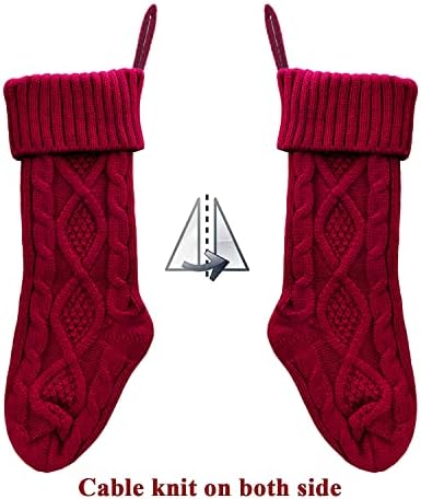 Божиќни чорапи на Лимбриџ, 3 пакувања 18 инчи со голема големина кабел плетено крипрен Божиќ Рустикализирани персонализирани декорации за порибување