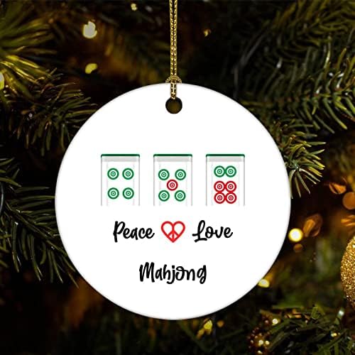 Орнаменти на новогодишна елка, мир Loveубов Махјонг Божиќ украс за чување украс за домашен украс Махјонг играч виси приврзоци