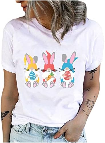 Велигденски ден за жени Гном Велигденска кошула Смешна велигденска гномска маица со јајце лето лето-случајни велигденски маички врвни врвни маички