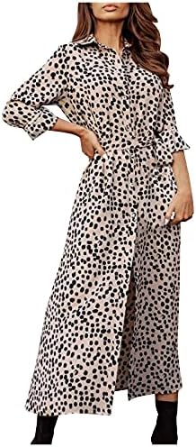 Фустан со долг ракав Требин за жени Бодикон, женски V-вратен необичен фустан летен бек печатење макси фустан за плажа