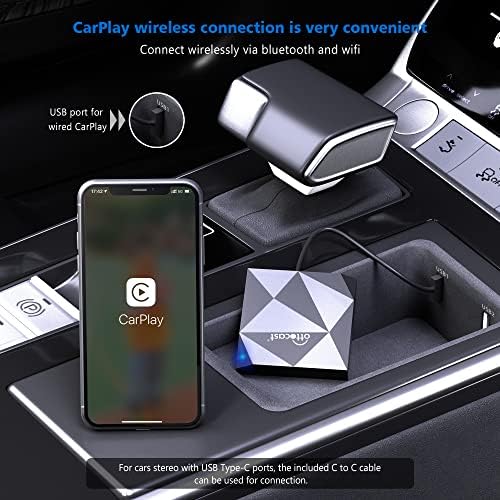Безжичен адаптер за безжичен адаптер U2-Air-2023 Брзина најбрз Apple CarPlay безжичен адаптер за OEM жични автомобили CarPlay, погодни за -2024 година, Plug & Play & Play 5Ghz WiFi Auto Connect No Deley Online
