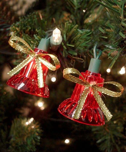 Северна светлина 40 Црвени музички Bellвончиња Мултифункционални Божиќни светла - зелена жица од 13 метри
