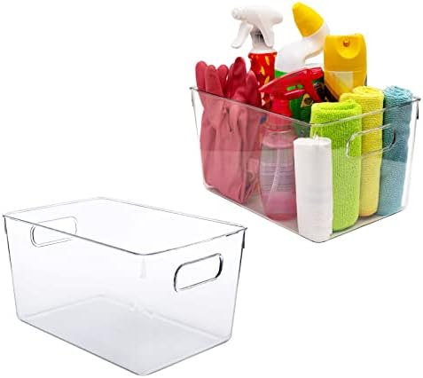 Исчистете Пластични Канти За Складирање, Совршени За Организација На Кујна или Организација И Складирање На Оставата, Чајната Кујна,