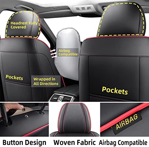 Обвивки за седишта за автомобили Hikeaglauto, предниот сет, Nappa кожа за дишење на седишта за автомобили SUV Faux кожа Универзална автомобилска