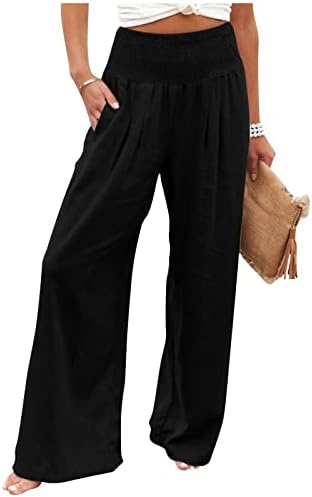 Оклун Постелнини панталони за жени со цветни печатени џогери со високи половини лабави се вклопуваат долги панталони со панталони со џеб со џеб