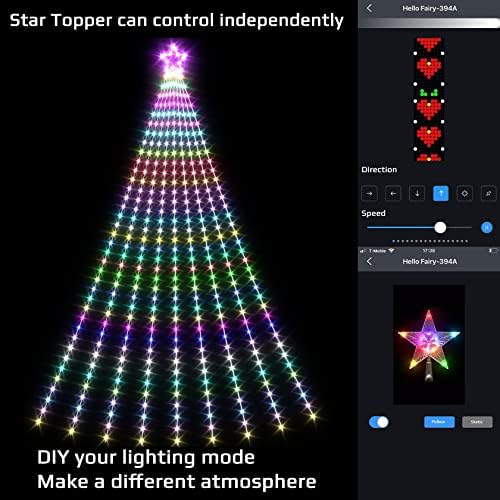 Паметни светла за новогодишни елки - 12 стапки на отворено Божиќни украси Светла со starвездени светла, LED светла за водопади со далечински и апликации, музика за синхр