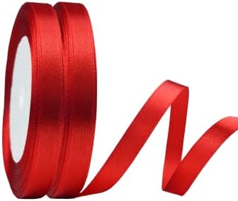 Quhora 1/8 x 100 јарди единечен соочен црвен полиестер сатен лента, сатенска лента за завиткување на подароци, занаети, свадба, забава,