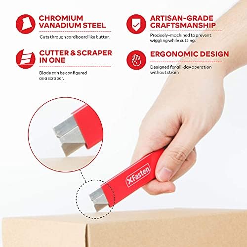 Xfasten тешки професионални прилагодени ножици, пакет од 9,5 инчи со секач за повлекување на кутии со безбедносна стругалка