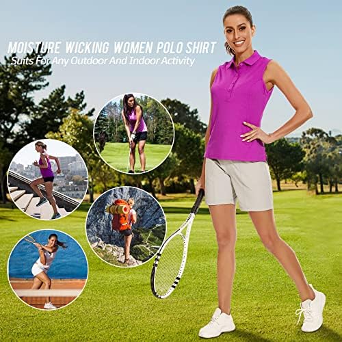 MeetWee женски без ракави/кратки ракави Поло кошули Брзо сув голф собрани атлетски резервоар на врвови