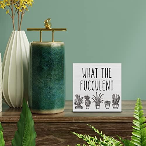 Земја што е Fucculent Cactus Succulent Wood Box Sign Decor Decor Decor Sign Cactus succulent lovers дрвени кутии блок знак лето рустикална домашна полица за декорација