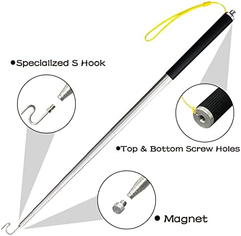 Ахрилкси Телескопски Пол Со Кука Магнетни Пикап Грабнувач Алатка, Телескопски Притисни Повлечете Прачка Жица Грабач Алатка