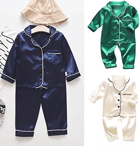 Xbkplo Cardigan Постави бебе момче мало бебе девојки момчиња пижами постави сатен свила деца кратки ракави девојче бебе облечена облека