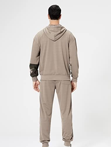 Машка машка тренерка за машка облека Обична облека од 2 парчиња Атлетски џогирање костуми со целосна спортска патент за џогирање