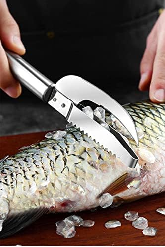 АБАГАЛ Нерѓосувачки Челик Риба Скала Бричење Стомакот Нож За Отстранување На Риба Скали И Се Скрши Стомакот, користете 2 во 1 Риба Скала