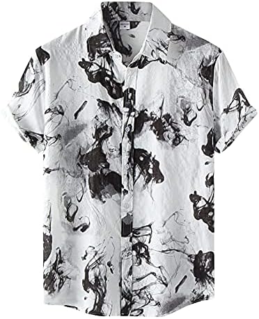 Подарок за кошули за празници Dudubaby за него летен нов краток ракав плус големина машка лабава лапава хавајска кошула за печатење