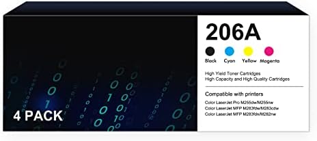 206х Тонер Касети 4 Пакет Висок Принос 206а | Компатибилна Замена ЗА HP 206A 206X W2110A W2110X Боја MFP M283fdw M283cdw M283 Pro M255dw
