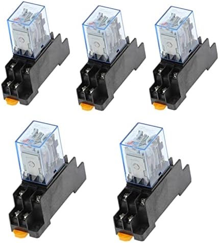 5Sets MY2NJ HH52P DC 12V 24V 110V 220V AC Серпентина Моќ Реле Мини Електромагнетни Реле 8 Пина DPDT 5A Со Pyf08a Приклучок База