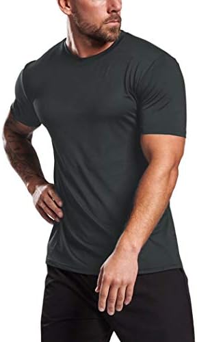 Корун машки Краток Ракав Workout T-Shirt Seamless Gym Tee Compression Fitted Athletic Shirts Lightweight Tees