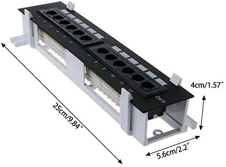 Комплет за алатки за мрежни конектори 12 порта CAT6 Patch панел RJ45 мрежно монтирање wallид со монтажни држачи за држач за држачи E7A8 -