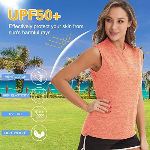 MeetWee жени осип чувар на кожата без ракави, UV UPF 50+ Брза сува маица за пешачење за голф