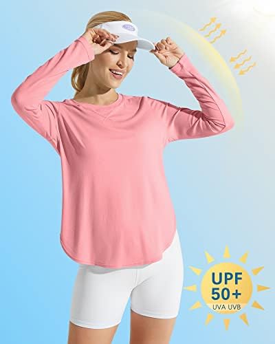 G4free женски UPF 50+ UV кошули со долг ракав тренингот Сонце кошула на отворено салата за пешачење со врвови за брзо суво