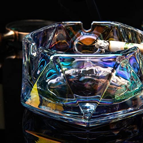Doitool Crystal Glass Ashtray Octagonal цигара од пепел држач за пепел цигара пушење пепелник за отворено внатрешно внатрешен двор канцеларија