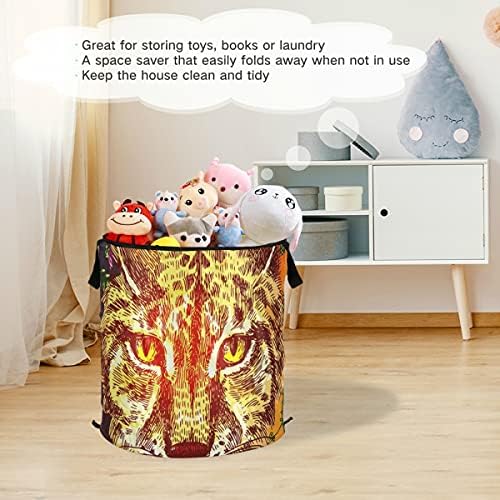 Tiger Animal Pop Up Anup Leandran Hamper Cloppsible со капакот валкана облека ја отежнува пералната корпа Tag1 организатор за Tag2