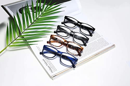100 класични 4 пакувања Правоаголни очила за читање на пролетни чаршафи, традиционални рамки за очила за мажи и жени
