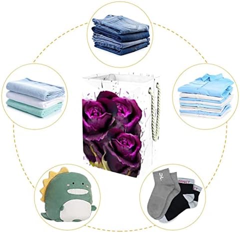 Перење Попречува Акварел Виолетова Роза Склопувачки Корпи За Перење Цврста Корпа За Перење Облека Организација За Складирање
