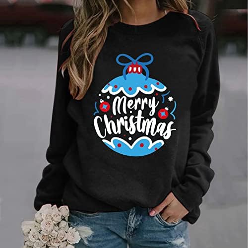 Пуловер Врвна Женска Божиќна Облека Врвни Дуксери Со Долги ракави Секојдневна Блуза Мека и 9 10