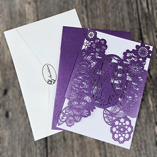 Фомтор Ласерски Намалување На Свадба Покани 40 пакет, Ласерски Сече Свадба Покана Картичка Комплет Со Празно Печатење Хартија И