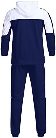 XXBR Траги за мажи, во боја блок крпеница потта со џемпери со аспиратори за џемпери спортови спортови 2 парчиња облеки